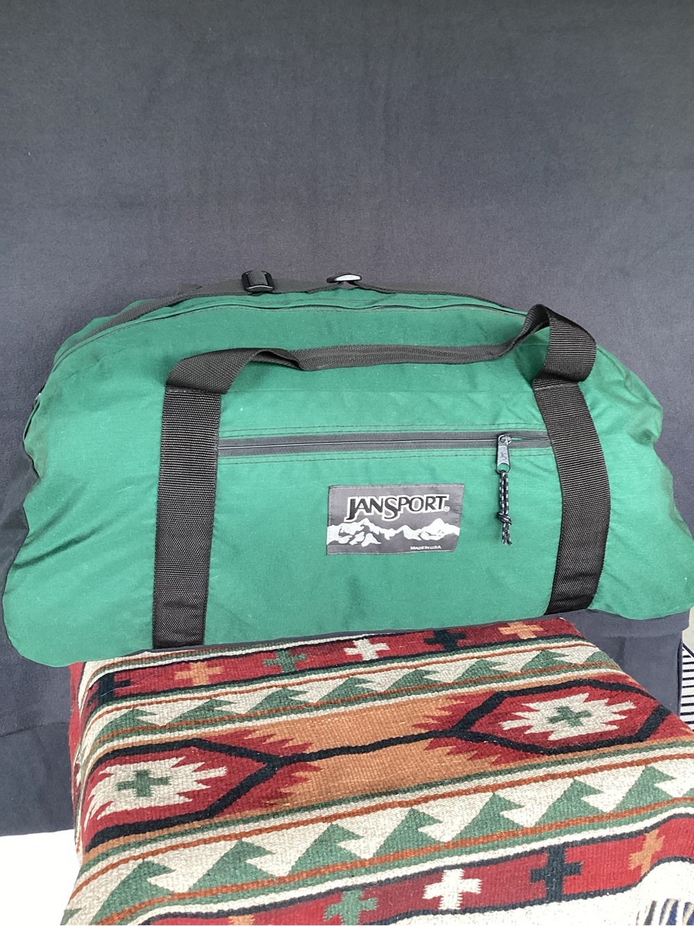 Vintage Jansport Duffel Bag Green Made in USA Large 1990s